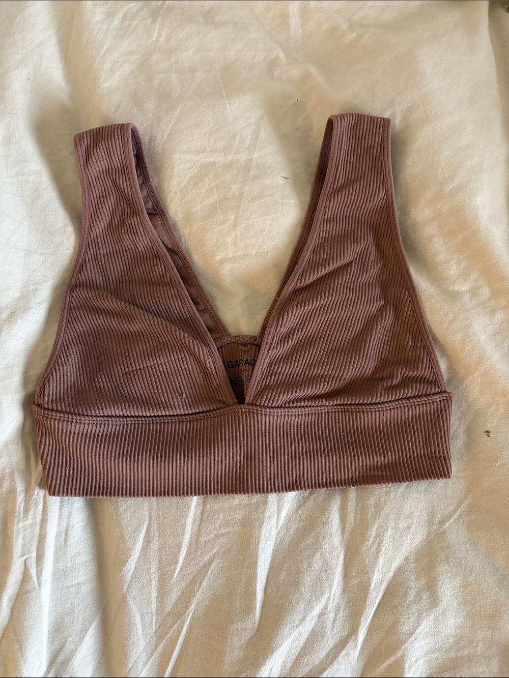 Garage Ribbed Top in Mauve Pink